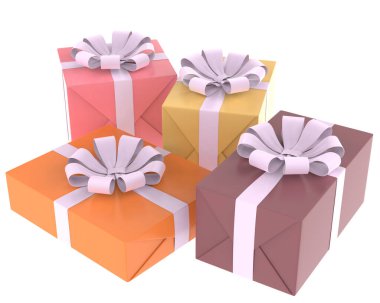 beyaz zemin üzerine hediye kutuları