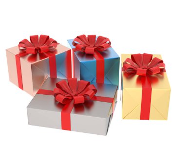 beyaz zemin üzerine hediye kutuları