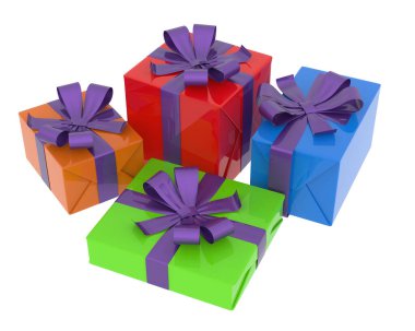 beyaz zemin üzerine hediye kutuları