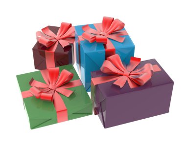 beyaz zemin üzerine hediye kutuları