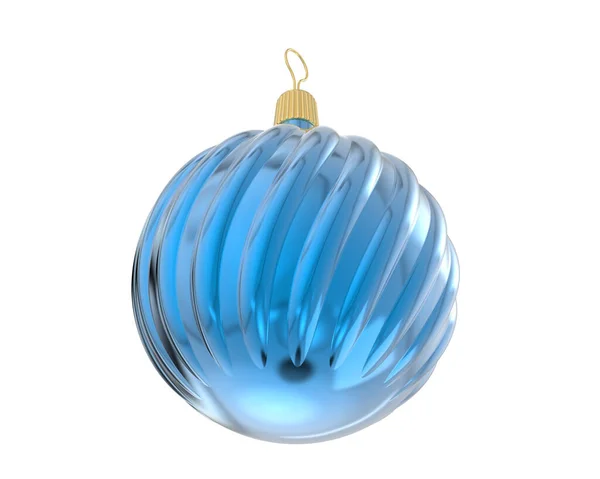 Blaue Weihnachtskugel Isoliert Auf Weißem Hintergrund — Stockfoto