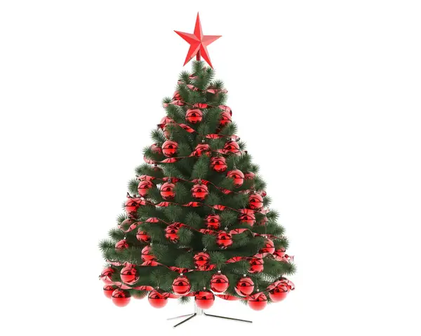 Kerstboom Geïsoleerd Witte Achtergrond — Stockfoto