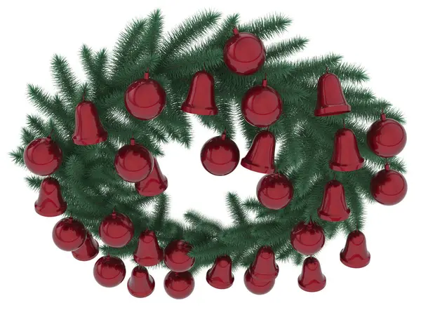 Christmas Tree Wreath Isolated Background — Stock Photo, Image
