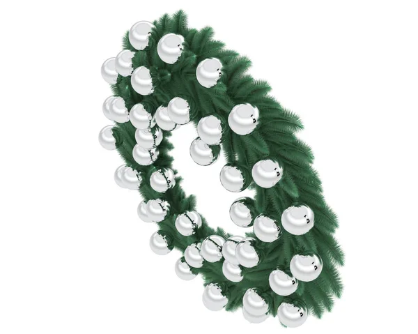Árbol Navidad Con Bolas Verdes Aisladas —  Fotos de Stock