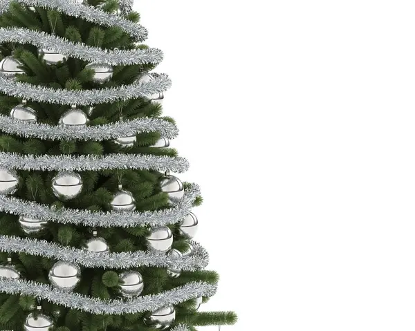 Όμορφο Χριστουγεννιάτικο Δέντρο Απομονωμένο Λευκό Φόντο Κορυφαία Προβολή — Φωτογραφία Αρχείου