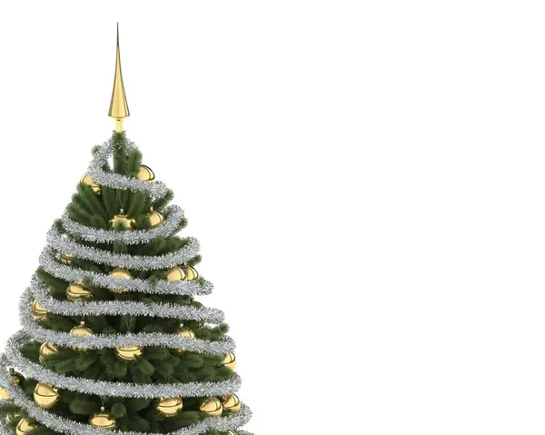 Χρυσό Χριστουγεννιάτικο Δέντρο Απομονωμένο Λευκό Φόντο — Φωτογραφία Αρχείου
