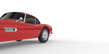 Beyaz arkaplanda 3 boyutlu araba çizimi