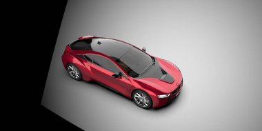 Spor araba arka planda izole edildi. 3d görüntüleme - illüstrasyon 