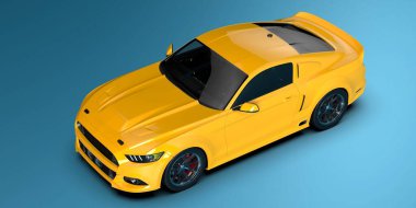Gerçekçi sahnede Mustang Eleanor arabası. 3d görüntüleme - illüstrasyon