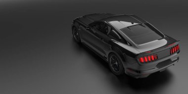 Gerçekçi sahnede Mustang Eleanor arabası. 3d görüntüleme - illüstrasyon