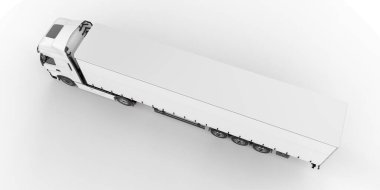 Üç boyutlu kargo kamyonu görüntüsü beyaz arka planda izole edildi