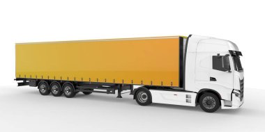 Üç boyutlu kargo kamyonu görüntüsü beyaz arka planda izole edildi