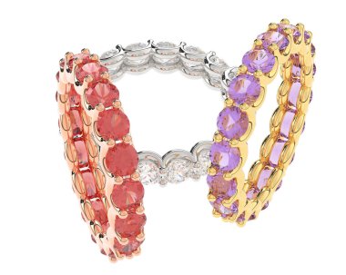 Üç boyutlu değerli yüzükler.