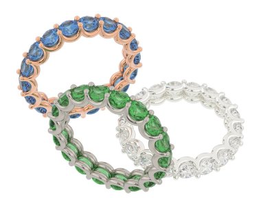 Üç boyutlu değerli yüzükler.