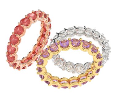 Üç boyutlu değerli yüzükler.