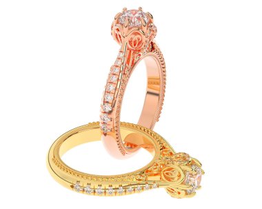 Üç boyutlu değerli yüzükler.