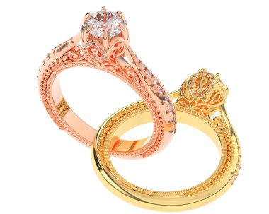 Üç boyutlu değerli yüzükler.