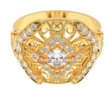 Beyaz arkaplanda izole edilmiş değerli halka     