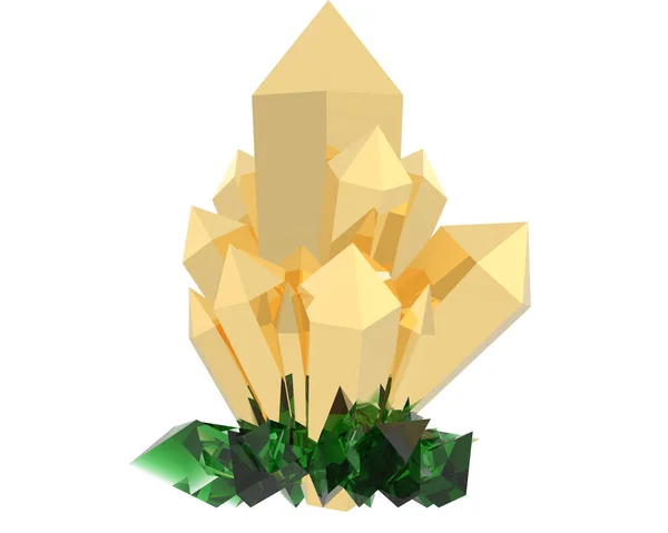 Cubos Cristal Com Cristais Ouro Esmeralda — Fotografia de Stock