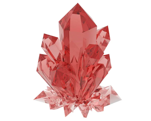 Kristal Ruby Merah Diisolasi Latar Belakang Putih — Stok Foto