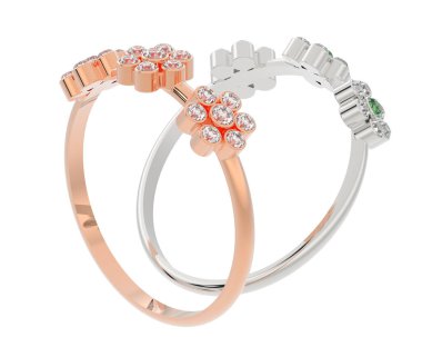 Beyaz arkaplanda izole edilmiş değerli yüzükler     