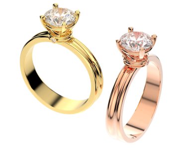 Beyaz arkaplanda izole edilmiş değerli yüzükler     