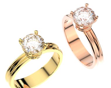 Beyaz arkaplanda izole edilmiş değerli yüzükler     