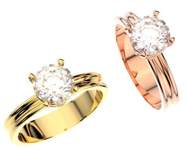 Beyaz arkaplanda izole edilmiş değerli yüzükler     