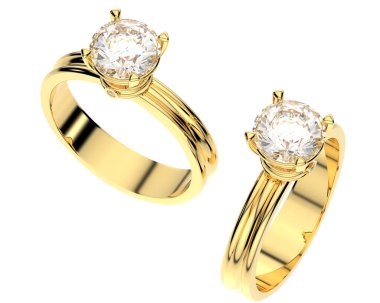 Beyaz arkaplanda izole edilmiş değerli yüzükler     