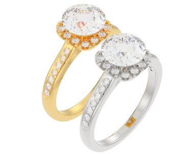 Beyaz arkaplanda izole edilmiş değerli yüzükler     