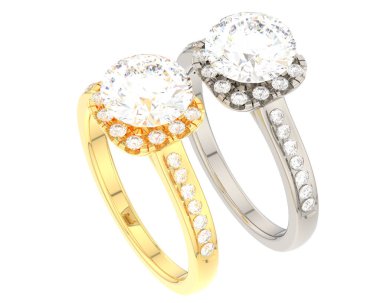 Beyaz arkaplanda izole edilmiş değerli yüzükler     