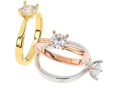 Üç boyutlu değerli yüzükler.