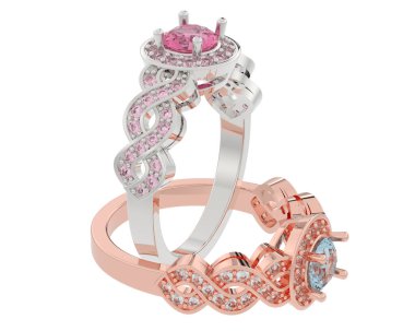 Üç boyutlu değerli yüzükler.