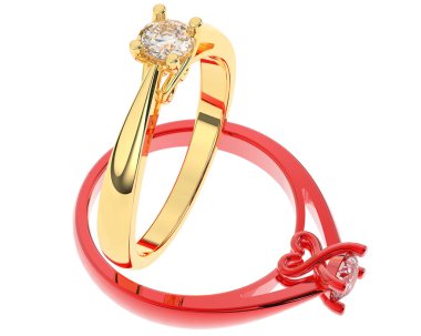 Üç boyutlu değerli yüzükler.