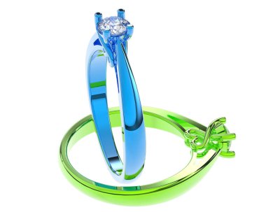 Üç boyutlu değerli yüzükler.