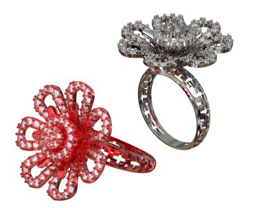 Üç boyutlu değerli yüzükler.