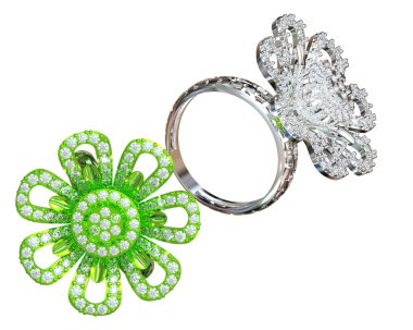 Üç boyutlu değerli yüzükler.