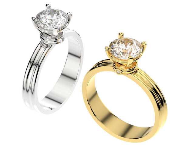 драгоценные кольца изолированы на белом фоне     