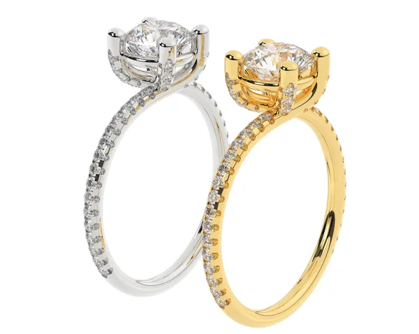 Modelos Anéis Noivado Anéis Dourados — Fotografia de Stock