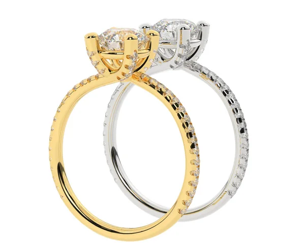 Modely Prstenů Zasnoubení Zlaté Prsteny — Stock fotografie