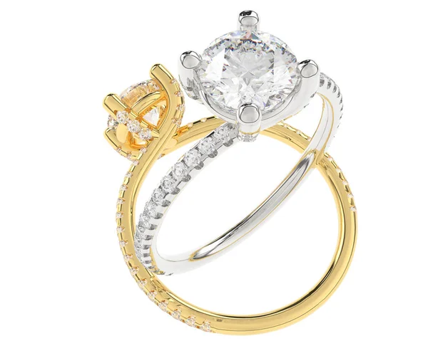 Illustration Two Engagement Rings Isolated White Background — Stock Photo, Image