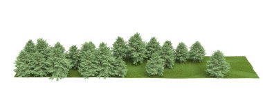 beyaz zemin üzerine yeşil ağaçlar