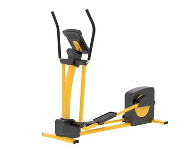 Beyaz arka planda izole edilmiş eliptik bisiklet. 3d görüntüleme, illüstrasyon