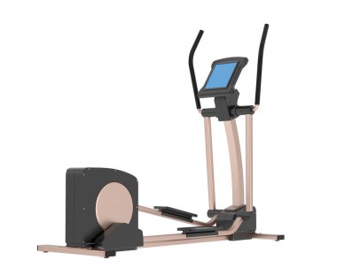 Beyaz arka planda izole edilmiş eliptik bisiklet. 3d görüntüleme, illüstrasyon