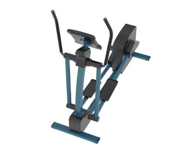 Beyaz arka planda izole edilmiş eliptik bisiklet. 3d görüntüleme, illüstrasyon