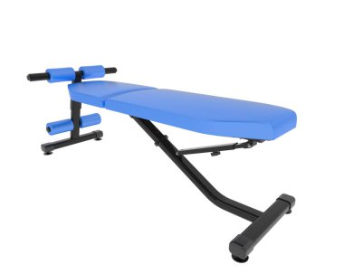 Beyaz arka planda ayarlanabilir spor salonu bankı. 3D görüntüleme. Görüntü