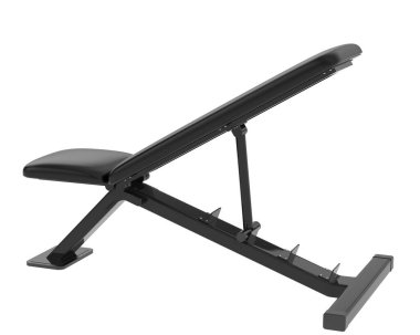 Beyaz arka planda ayarlanabilir spor salonu bankı. 3D görüntüleme. Görüntü