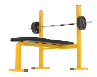 Düz ağırlık bankı arka planda izole. 3d görüntüleme - illüstrasyon