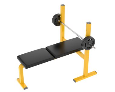 Düz ağırlık bankı arka planda izole. 3d görüntüleme - illüstrasyon