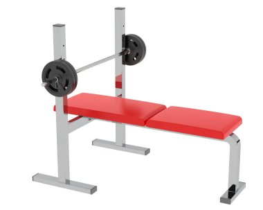 Düz ağırlık bankı arka planda izole. 3d görüntüleme - illüstrasyon